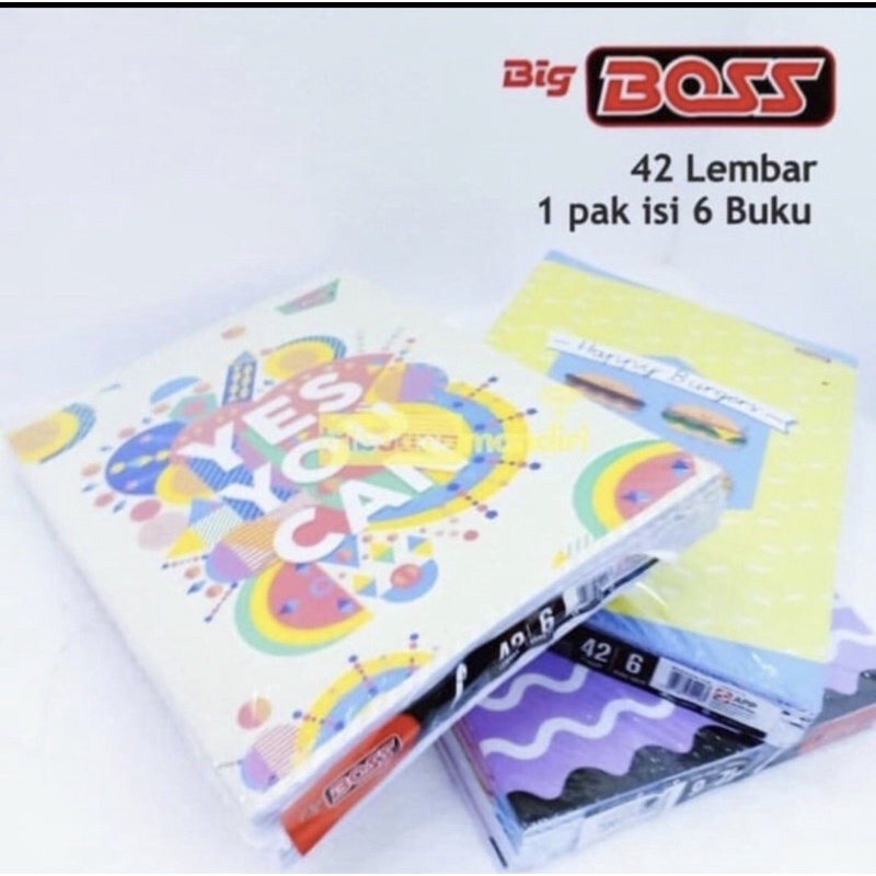 

BUKU TULIS BIGBOSS 42lembar, perpak isi 6pcs