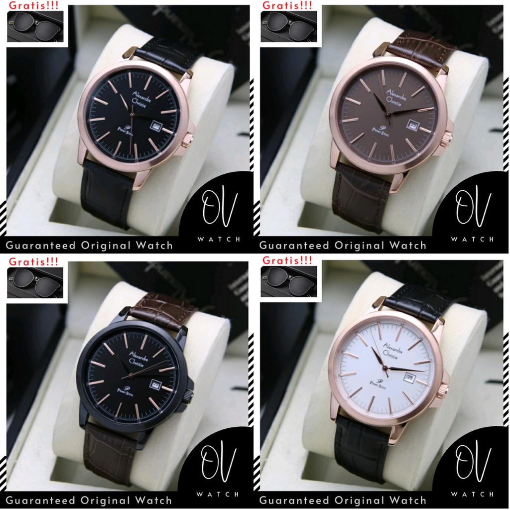 JAM TANGAN PRIA ALEXANDRE CHRISTIE / ALEXANDER CHRISTIE ORIGINAL KULIT MEWAH (GRATIS KACAMATA)