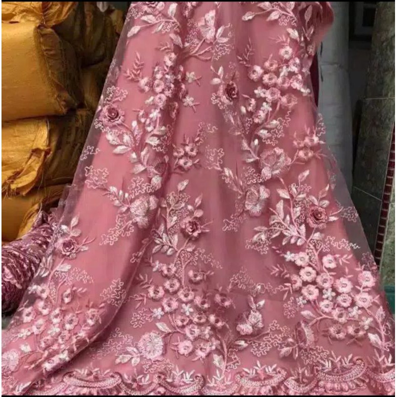 KAIN TULLE 3D BORDIR RAMBAT / BROKAT BORDIR NON