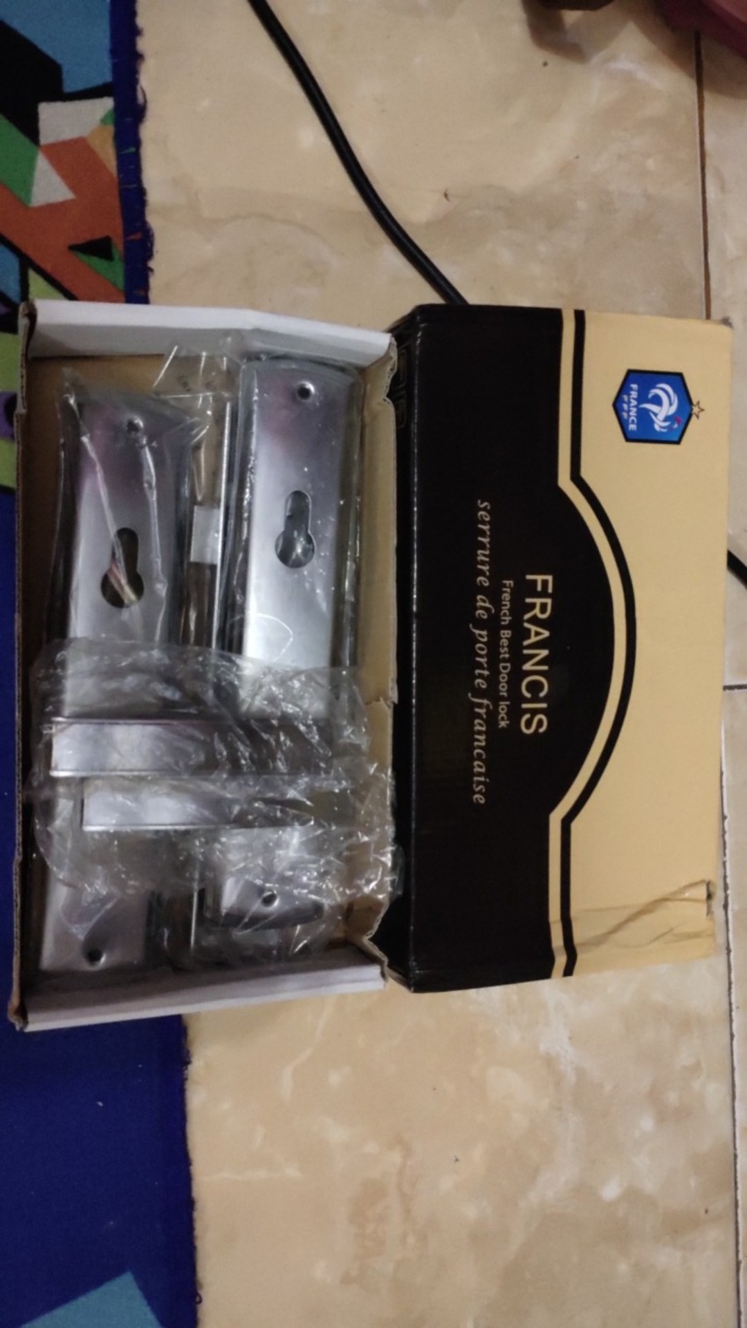 Handle Set Kunci Pintu Rumah Putih Stainless Ukuran Besar