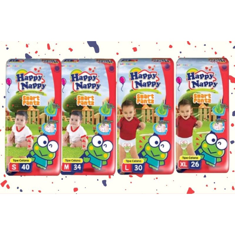 Happy Nappy Pants Popok Celana S40 / M32 / L28 / XL26 Happy Nappy Pants