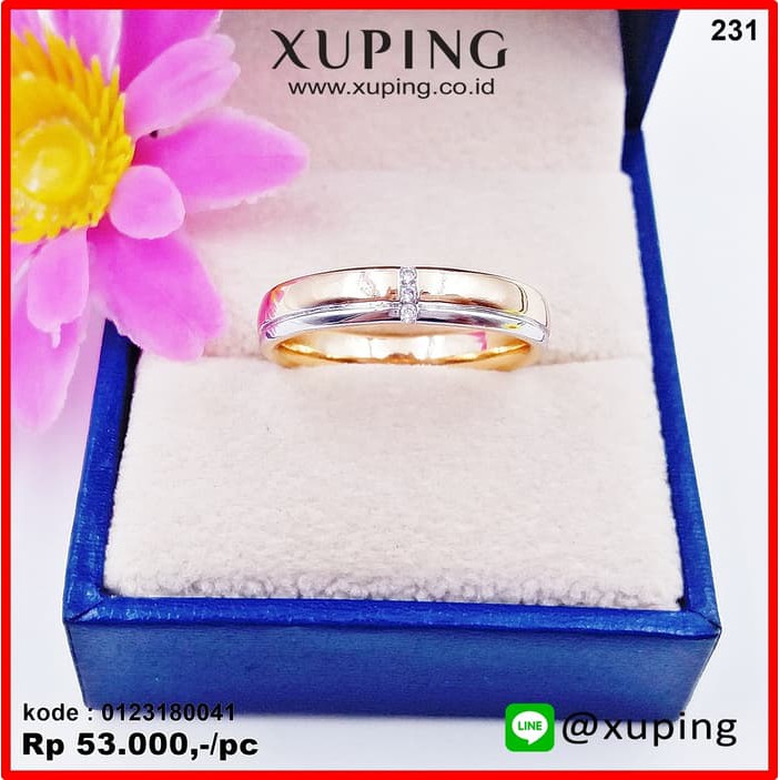 XUPING CINCIN LIST 2 WARNA EMAS ZIRCON 0123180041 - UKURAN, 9