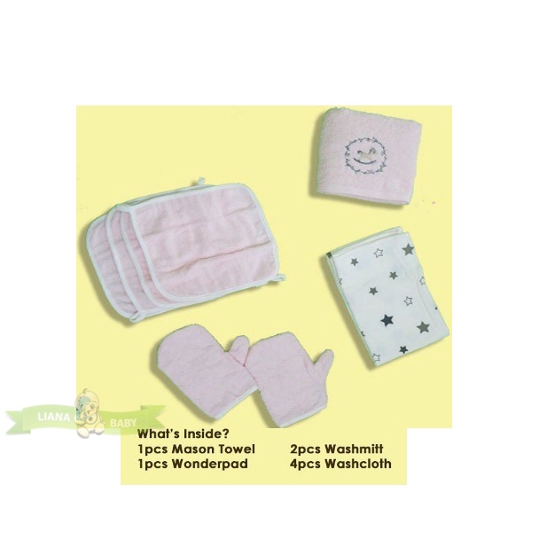 PNB229 LITTLE PALMERHAUS GIFT SET BOXisi handuk bambo60x120,washcloth isi 4,washmit isi 2,wonderpad1