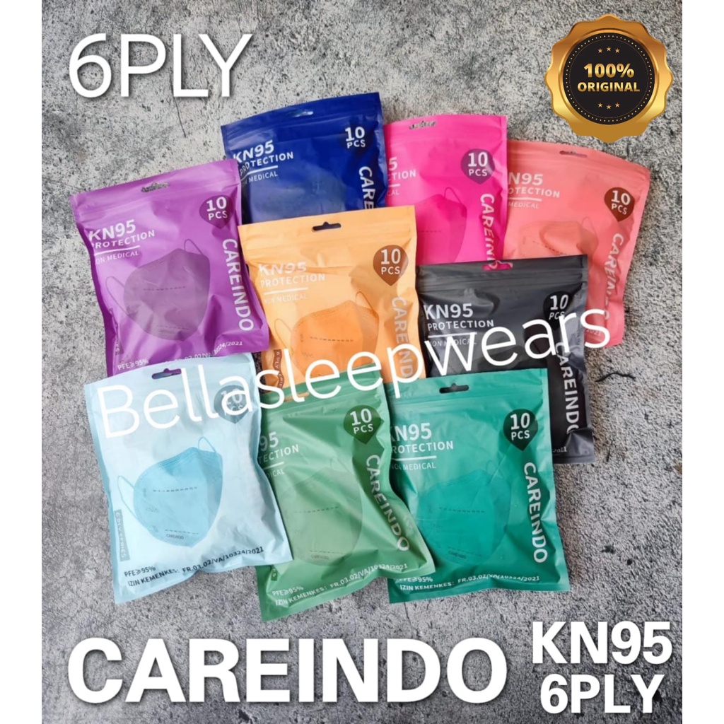 6PLY KN95 CAREINDO EMBOS - MASKER KN95 CAREINDO 6PLY WARNA EMBOS - ORIGINAL