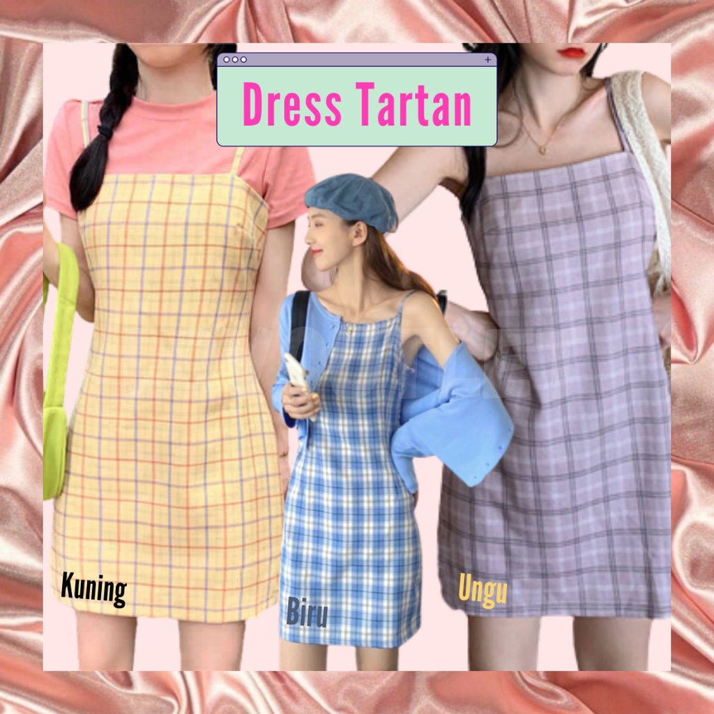 Lovoutlet -  Dress bodycon dress import tartan midi kotak kotak sexy trend wanita home dress