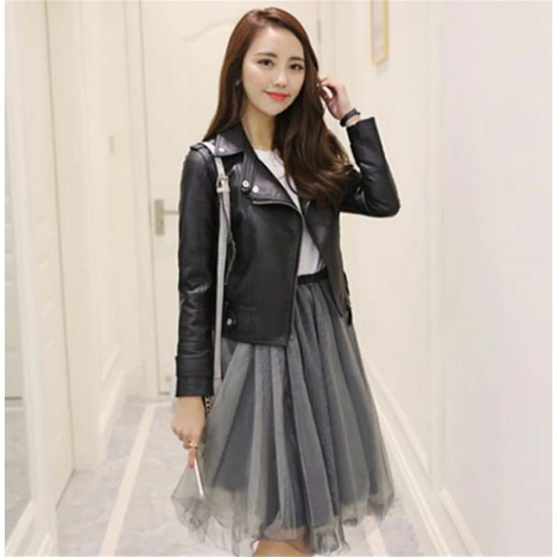 jaket kulit wanita leather PU import Virna import