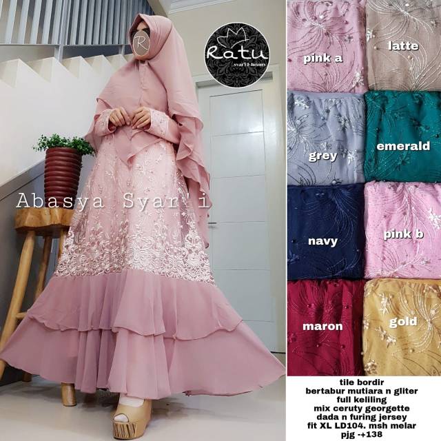 RHS ~ abasya syari gamis pesta syari premium brokat keliling ori solo by ratu hijab