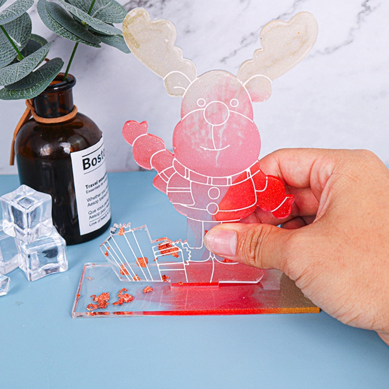 SIY  Christmas Theme Epoxy Resin Mold Xmas Elk Silicone Mould DIY Crafts Home Party Table Decor Ornaments Casting Tools