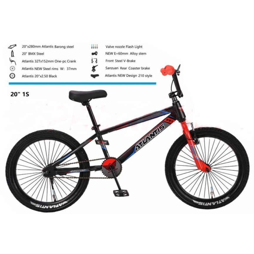Sepeda Anak BMX 20 Inch ATLANTIS BARONG Stang bisa mutar 360 derajat Ban Besar Garansi Kredit SNI-4