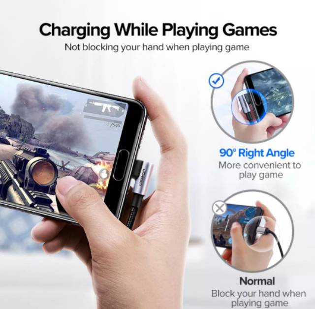 Ugreen Kabel Charger Type C Siku For Pubg - Kabel Siku Ugreen Usb C Support 3A Fast Charging