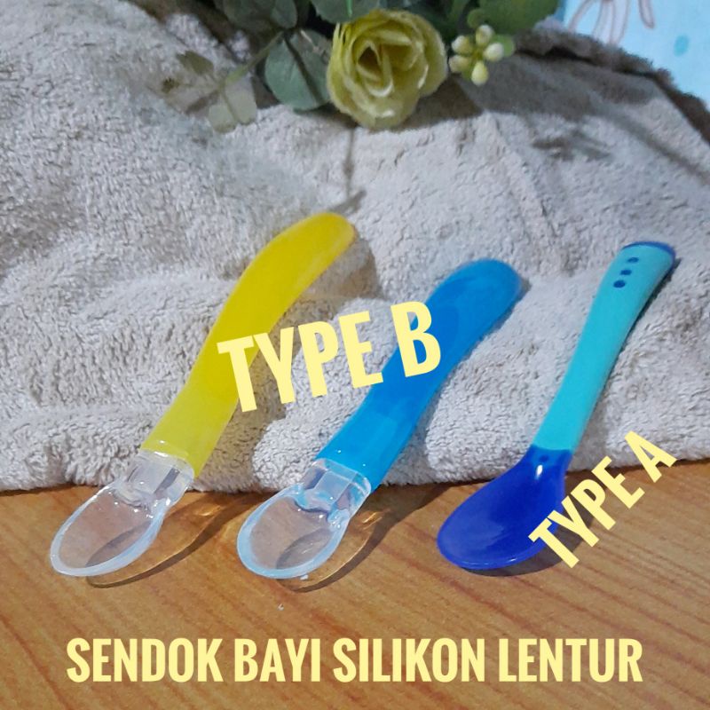 Sendok Alat Makan Mpasi Anak Bayi Silikon Silicone Lembut Lentur Lucu Premium