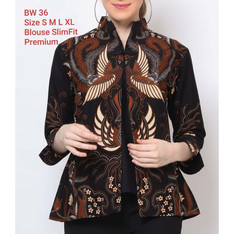 BAJU BATIK WANITA SLIM FIT BW15 KEMEJA UNIK PREMIUM