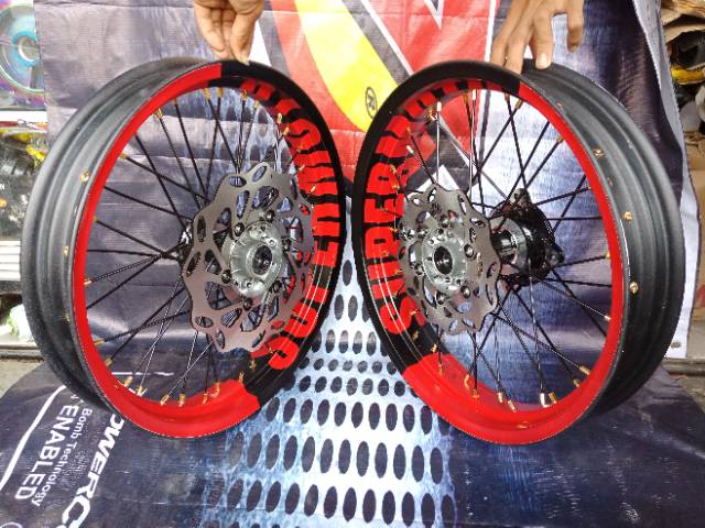 Sepaket Velg Supermoto KLX 150 - DTracker 150 Custome tulisan Supermoto sepaket