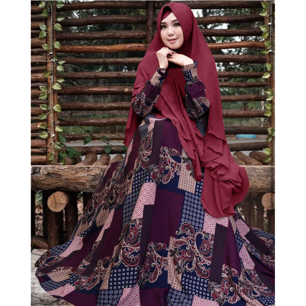 Realpict ~ Gamis Syar'i Set Khimar / Hijab ~ Baju Gamis Syar'i  Monalisa ~ COD ~ Best  Quality