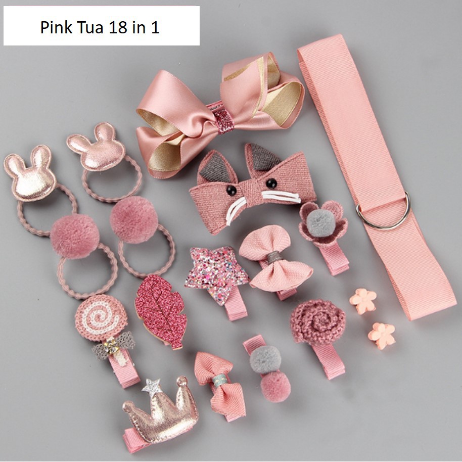 Gratis Ongkir - F521 Ikat Rambut 18 in 1 Fashion Wanita / Accesories Rambut Import-Pink Tua