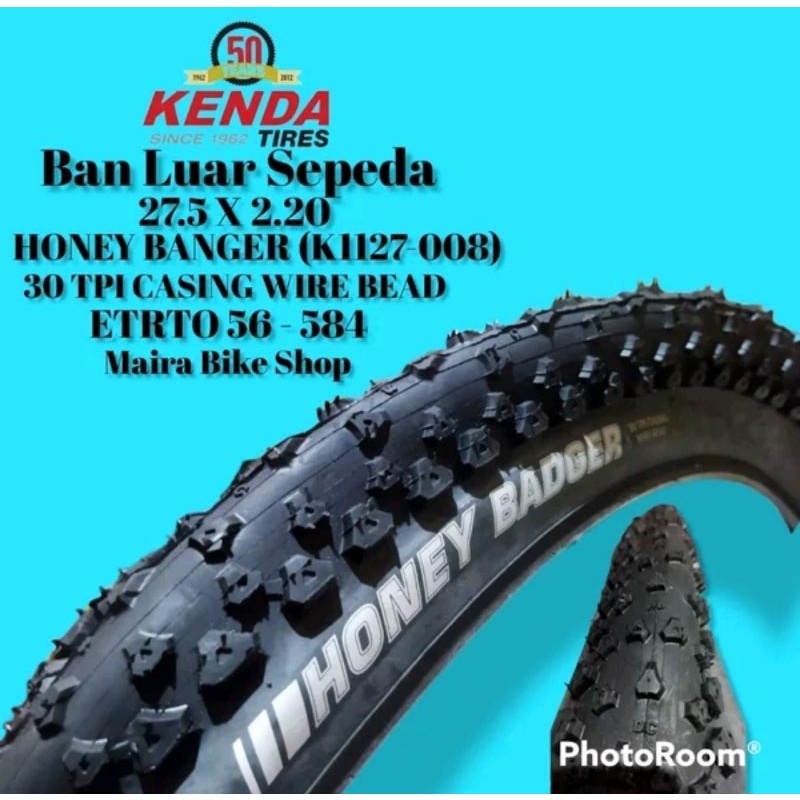 Ban Luar kenda 27.5 x 2.20 Honey Badger 30 Tpi wired semi kevlar