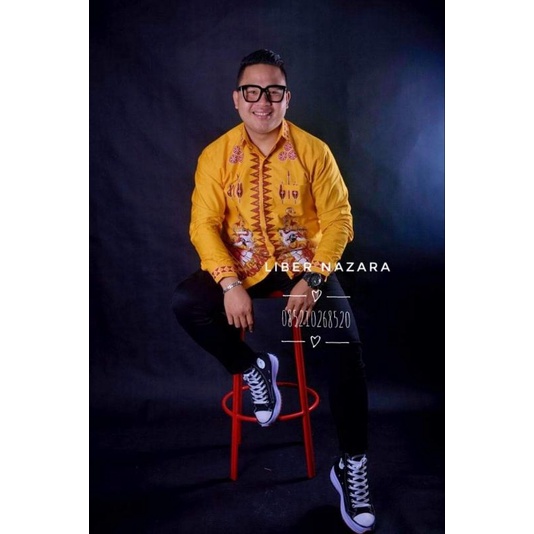 Batik Nias/Kemeja Batik Nias Kuning Lompat Batu New 11okt2020