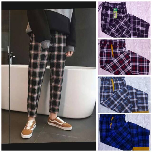  Celana Tartan Pants  Baggy pants  Tartan  A Shopee Indonesia