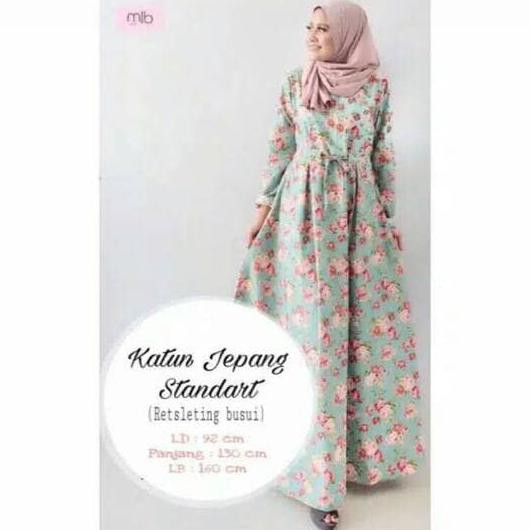 Gamis katun jepang motif bunga
