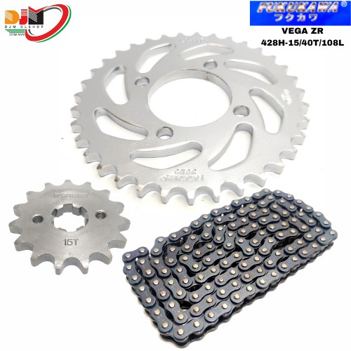 Gear Set Fukukawa Gir Paket Vega ZR Rantai 428H-108L-40T-15T