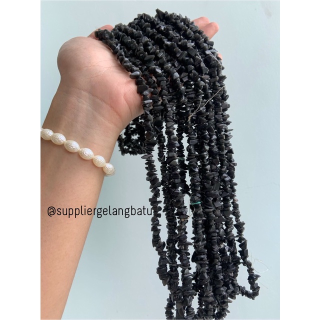 kerikil Batu alam onyx DOFF hitam Beads 1cm kilap aksesoris craft akik