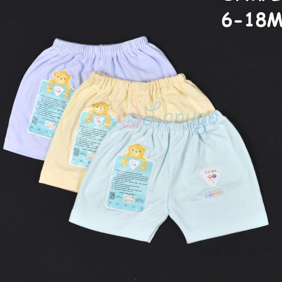 Terbaru LIBBY 3 Pcs Celana  Pendek  Bayi  Baby Warna  S M L 