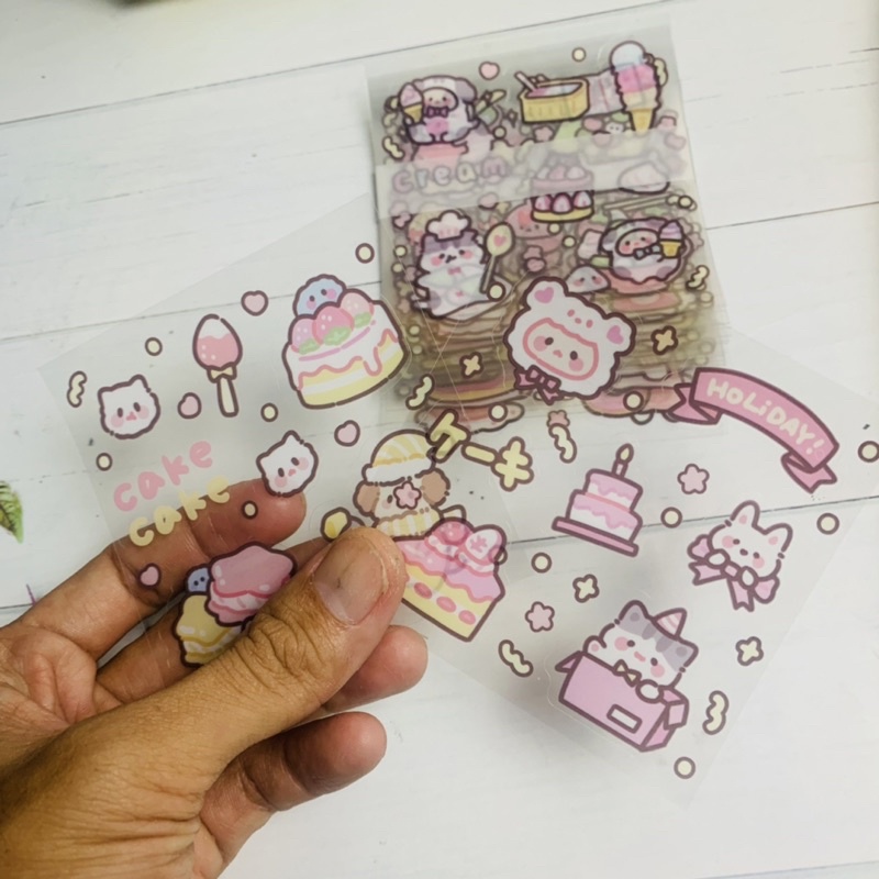 PH 10 LEMBAR Stiker import Transparan PVC Motif Kartun Lucu Untuk Dekorasi Stiker gelas stiker Scrapbook stiker hp