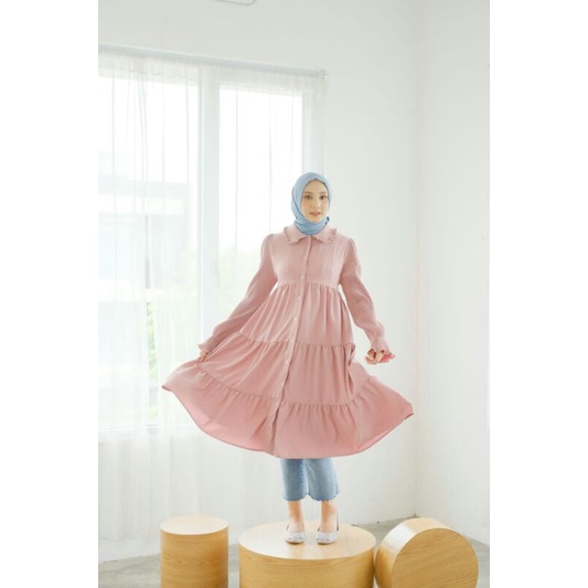 Tunic Rampel | Midi Dress | Tunik Susun 3 - Omeera Tunic ( lady zara kombinasi plisket)