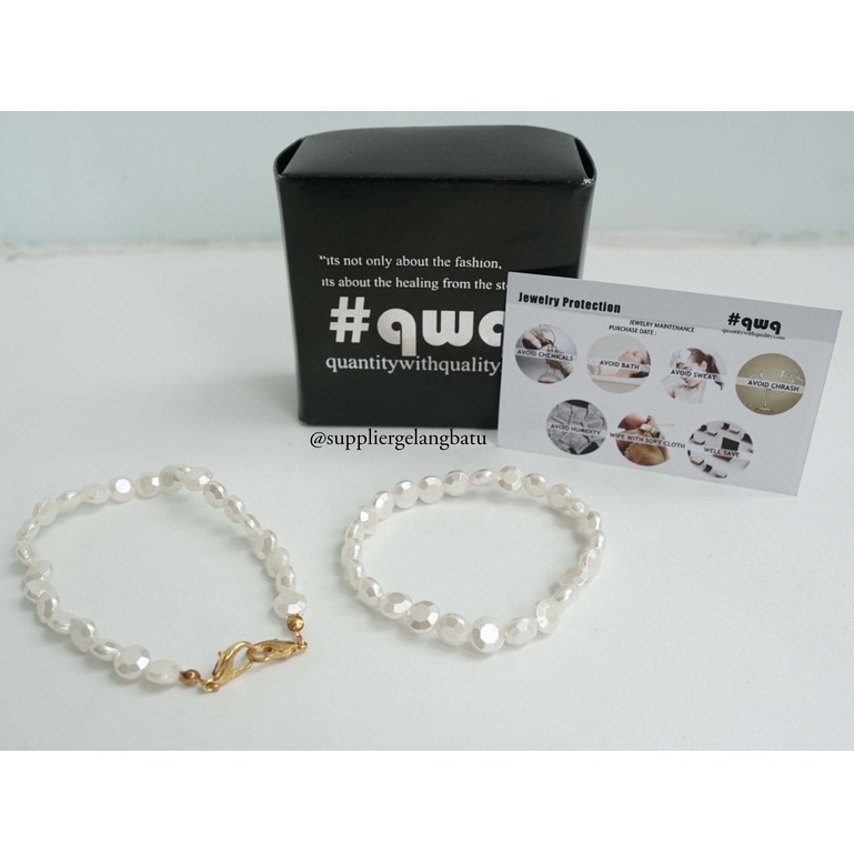 1 set STRAP MASK dan GELANG Mutiara Sintetis CEKO BULAT 8mm pearl