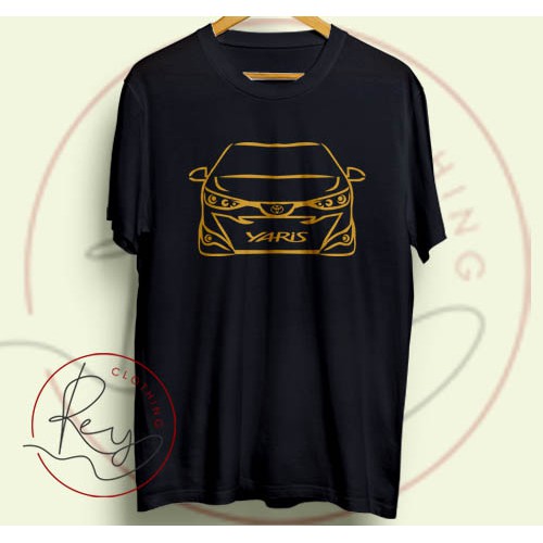 Kaos Distro Mobil Club Toyota yaris GOLD INK 100% Cotton combed black