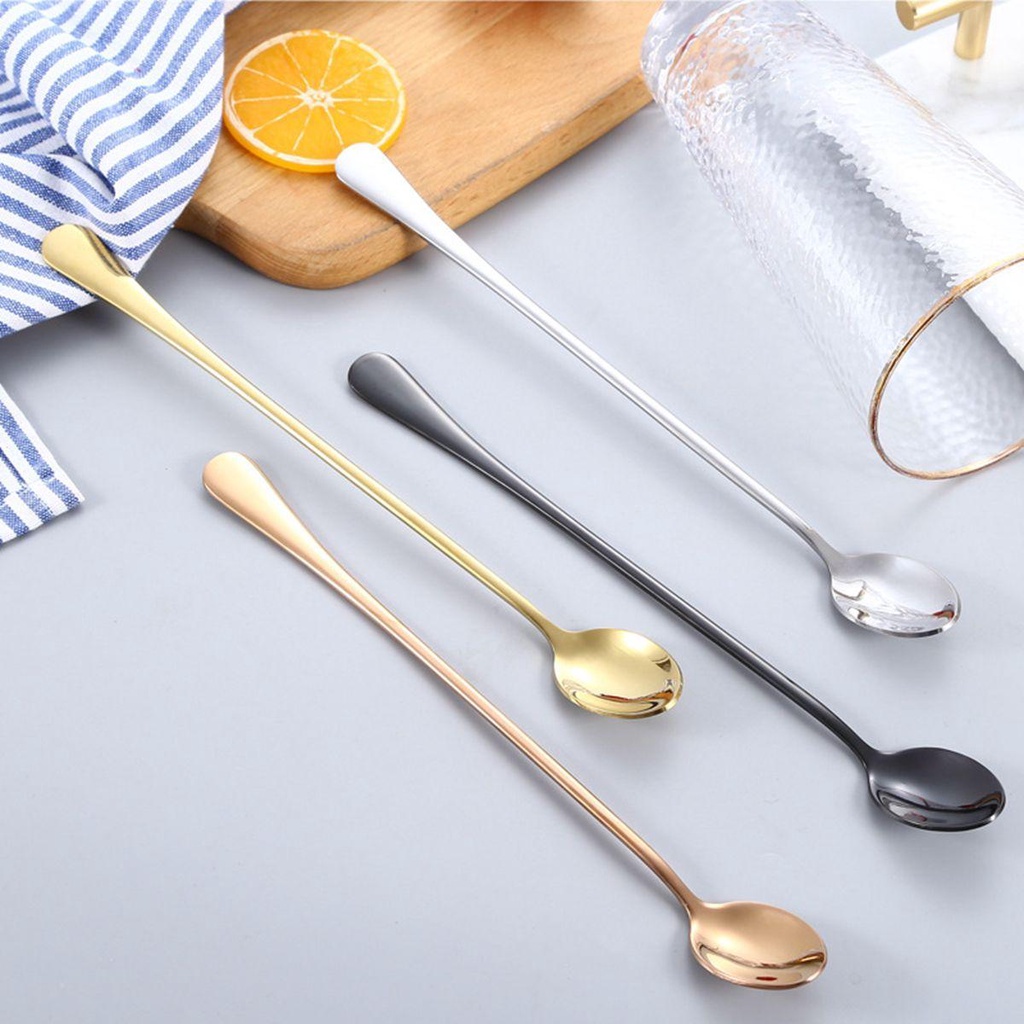 [Elegan] Sendok Teh Dapur Rumah Es Krim Gagang Panjang Scoop Juice Stirring Tool