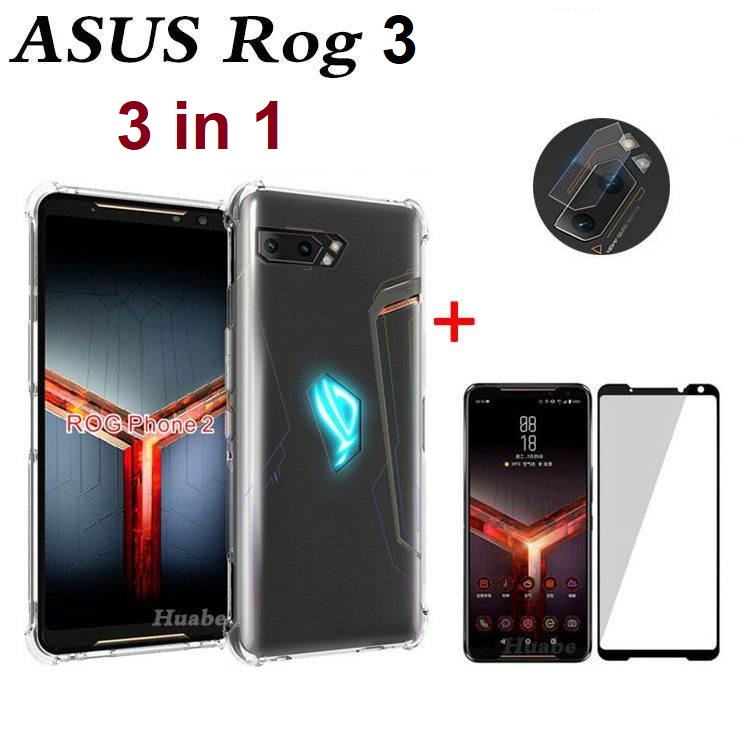 3 in 1 Pelindung Layar + Soft case Airbag Anti Crack Asus ROG Phone 3