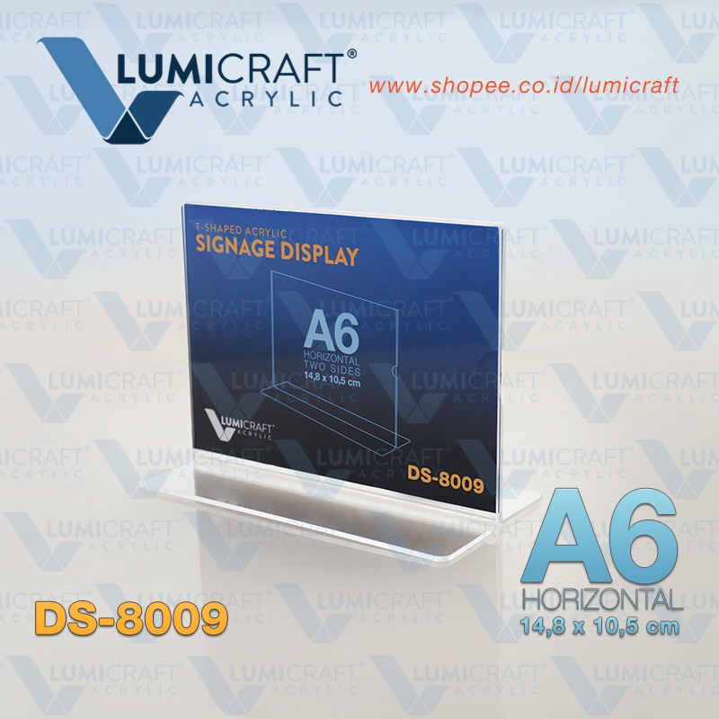 

Tent Card Akrilik Model T (A6 Landscape) / Acrylic Display ukuran A6 Horisontal | Lumicraft DS-8009