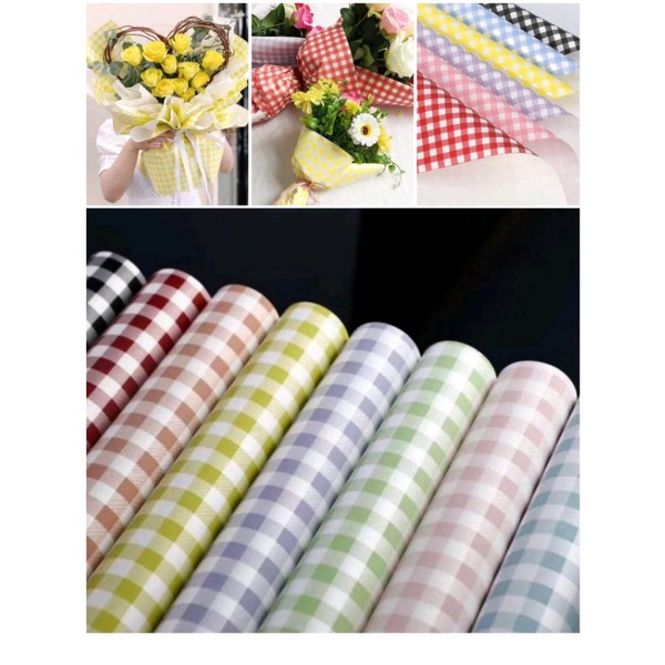 

Kertas Bunga Motif Kotak Plaid Cellophane Kertas Buket Motif Kotak Flower Wrapping Paper Square FREE PACKING