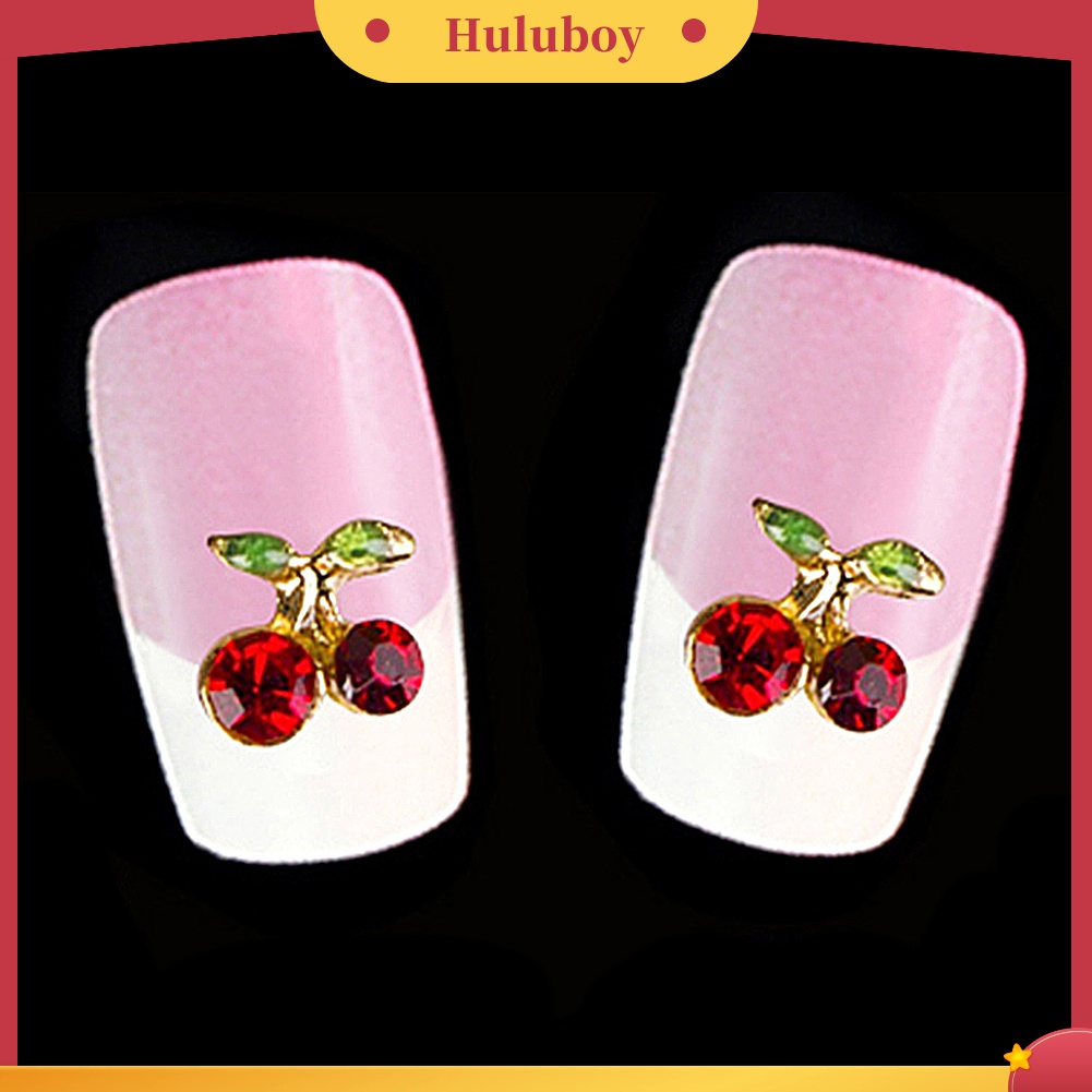 Huluboy Huluboy♡ 10pcs Berlian Imitasi Glitter Bentuk Cherry 3D Untuk Nail Art Charms