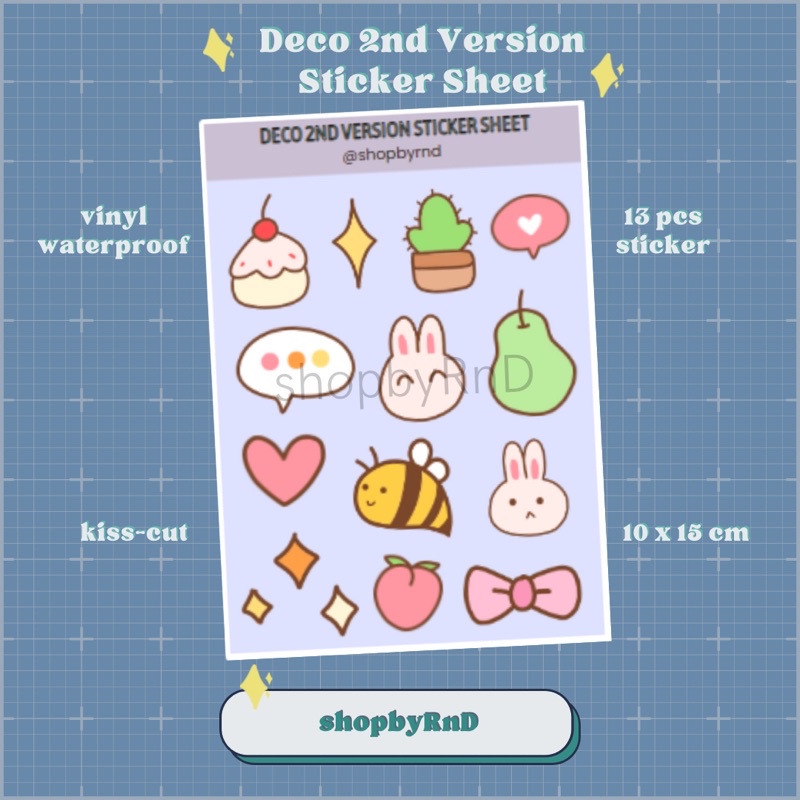 

Deco 2nd Version Sticker Sheet/Stiker Dekoratif Lucu/Stiker Jurnal