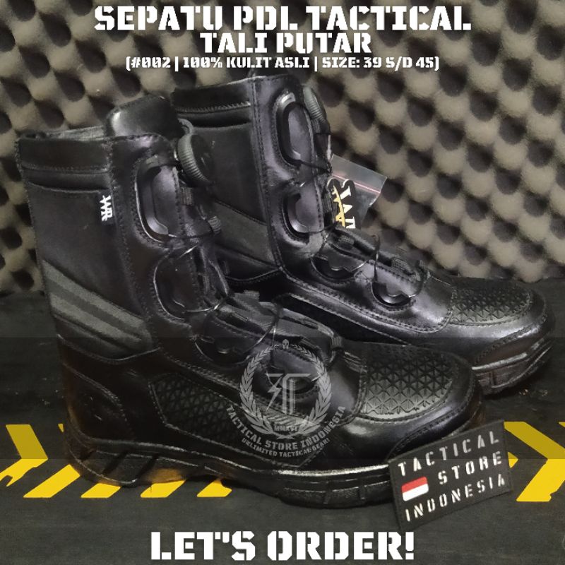 TERMURAH BERKUALITAS 100% KULIT ASLI Sepatu PDL Tali Putar - Sepatu PDL WR 02