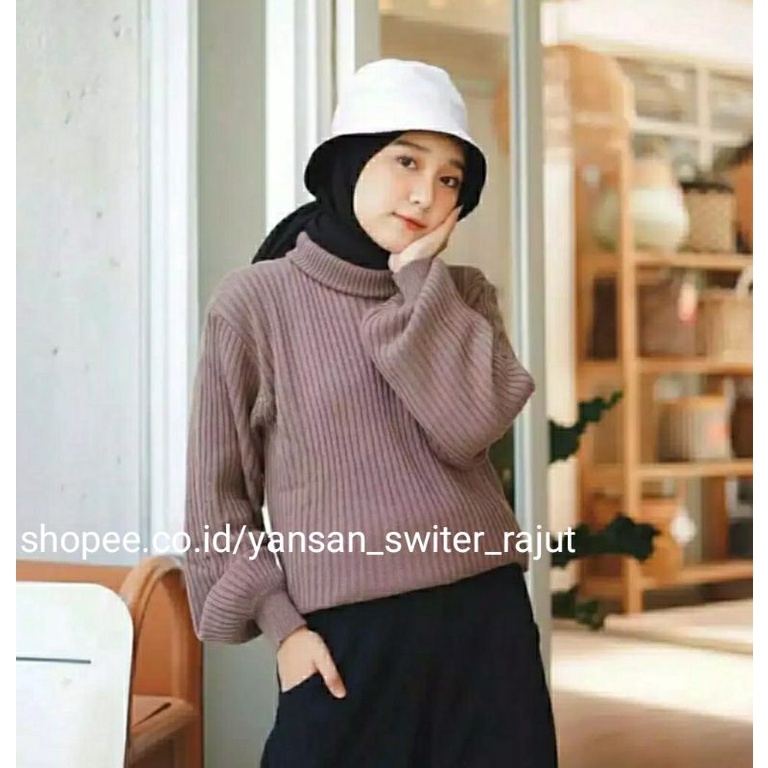 Aira Sweater Rajut tangan balon - Sweater Rajut Kekinian - Sweater Rajut Model terbaru - Cardigan Terkini - Sweater Cardigan Premium