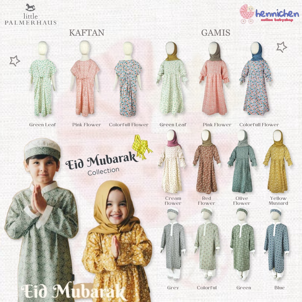 PROMO 7.7 PROMO BAJU LEBARAN SALE LAST STOK Little Palmerhaus Baju Koko + Celana + Peci / Gamis + Hijab Kaftan Aliyah Baju Lebaran Anak 0-5 Tahun