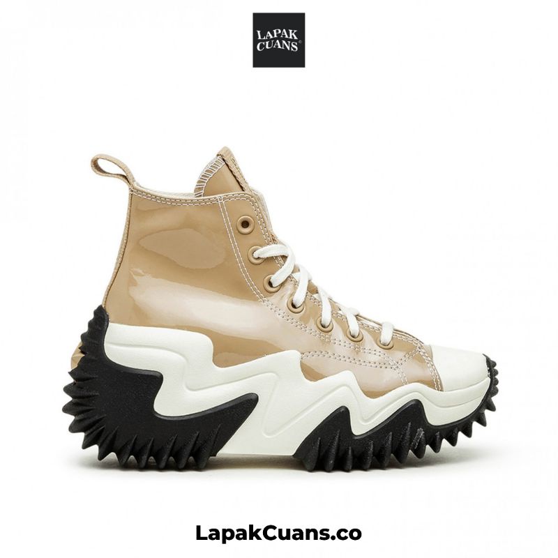 Converse Run Star Hike High Motion Patent Leather Platform Nomad Khaki Black White || Resmi PT.MAP