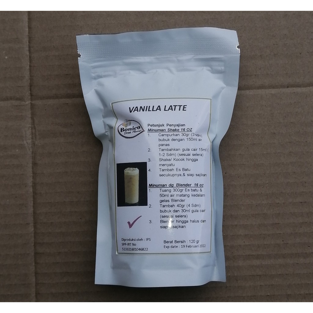 

BONICO VANILLA LATTE 120gr Bubuk minuman kekinian Vanila late milk shake drink powder