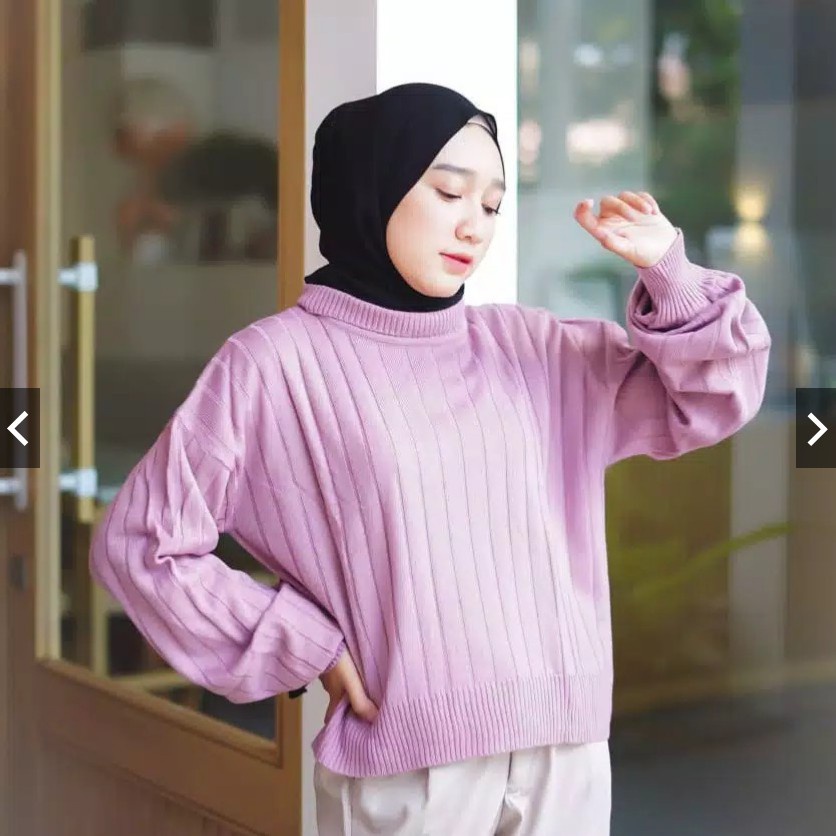 BEFAST - ZEC Sweater RANI / Vibe Knit Turtle Rajut / Sweater Rajut Wanita / Sweater Polos Kekiniaan / Atasan Sweater OOTD Wanita Hits