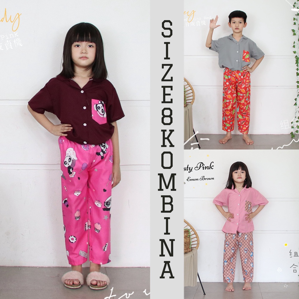 IZANY Piyama Anak / CP Anak size 8 kombinasi Seten apple