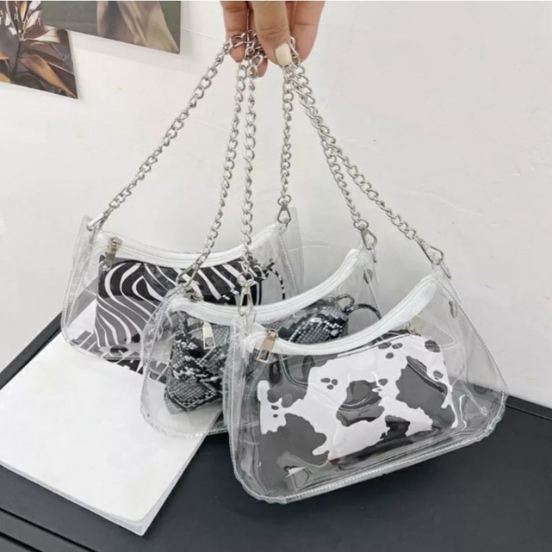 dem_sare / DS1145 BERGOBAG TAS WANITA SHOULDER BAG TAS BAHU RANTAI TAS MIKA TRANSPARAN TAS BAHU WANITA