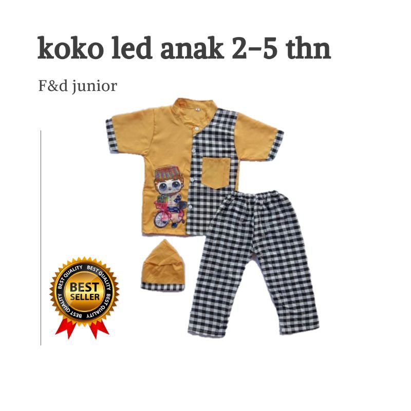 (COD) KOKO LED ANAK || SETELAN KOKO ANAK LED||BAJU ANAK LED 2-5 TAHUN