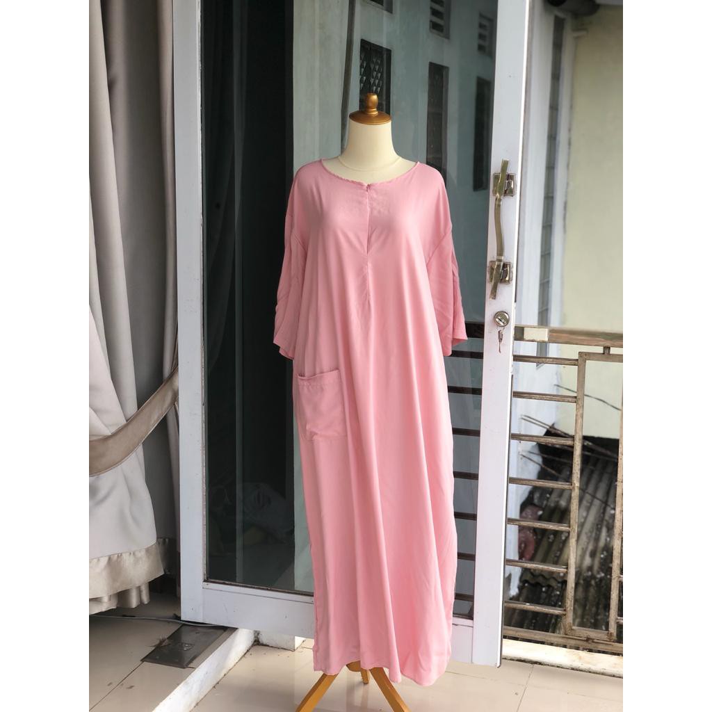 Daster Rayon Habel / DASTER POLKA Longdress, Lengan raglan 3/4-DUSTY PNIK