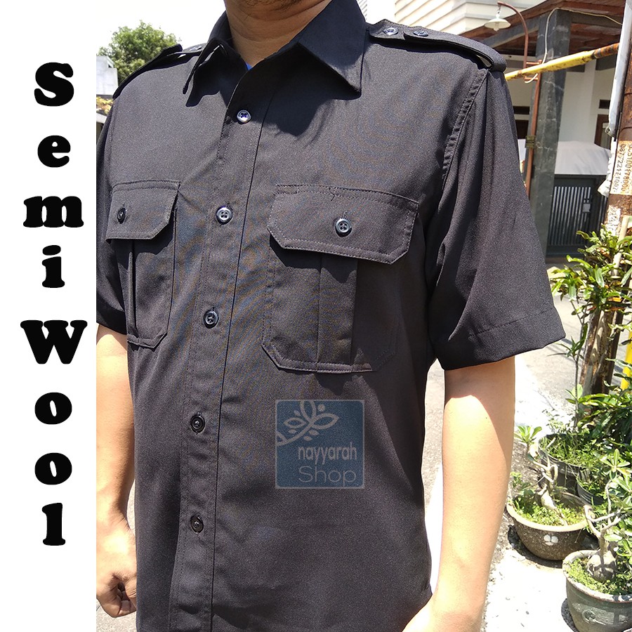 Baju seragam safari Security / Satpam / Driver / Sopir Bahan Semi Wool