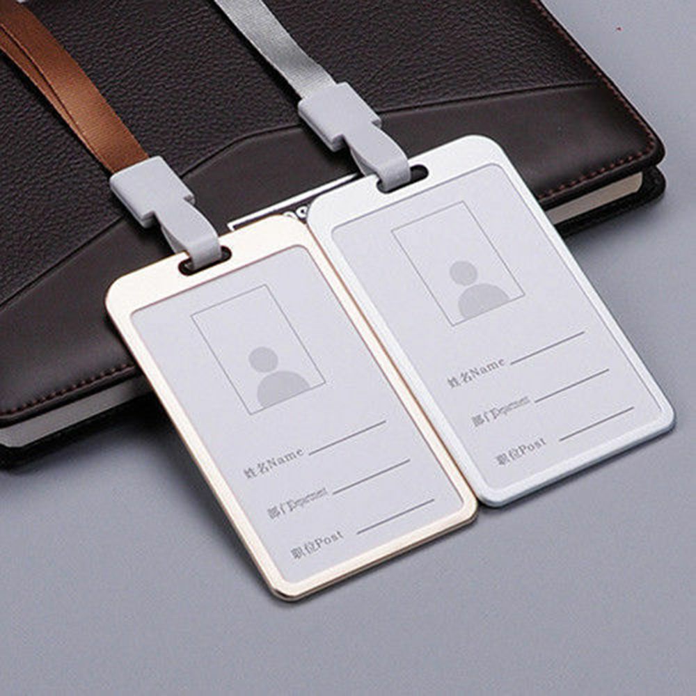 QUINTON Aluminium ID Card Holder Credit Pass Tag Work Badge Company Employee Security Identity Alloy Certificate with Lanyard/Multicolor