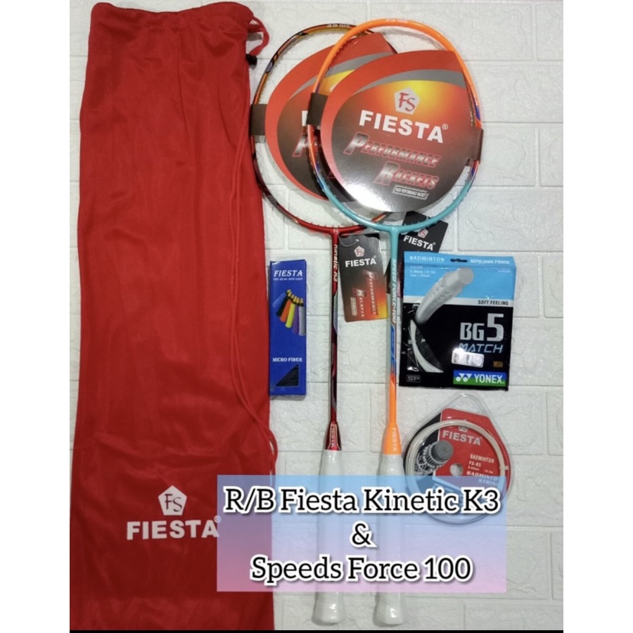 Raket Badminton NEW FIESTA FS KINETIC K3/SPEED FORCE 100 taiwan 35LBS