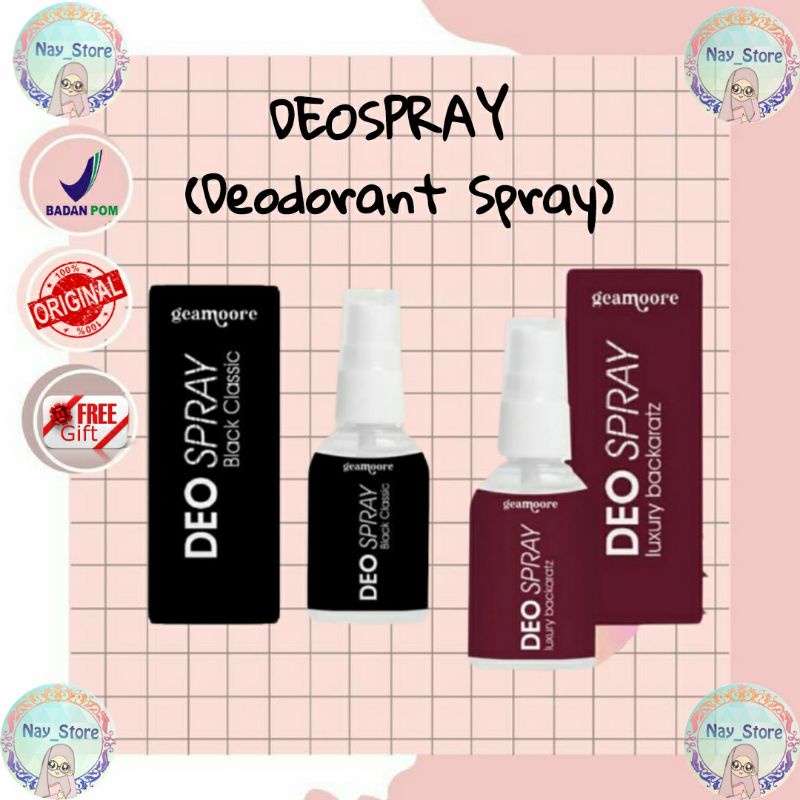 DEOSPRAY | DEODORANT SPRAY WITH TAWAS EXTRACT GEAMOORE | LUXURY BACARATZ | BLACK CLASSIC | BPOM | 30